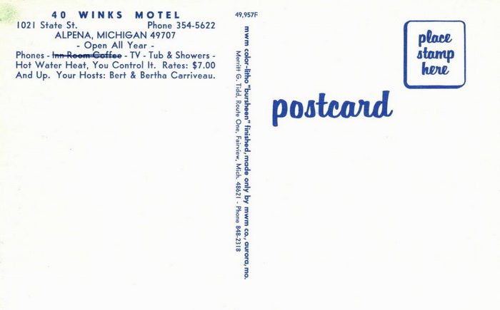 40 Winks Motel - Old Postcard (newer photo)